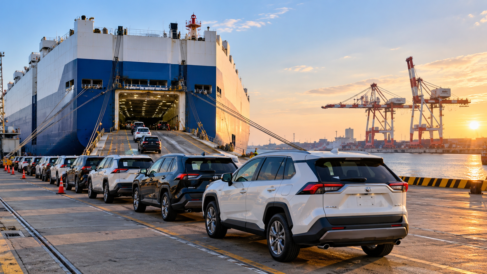 Used cars prepared for export from Japan by sea