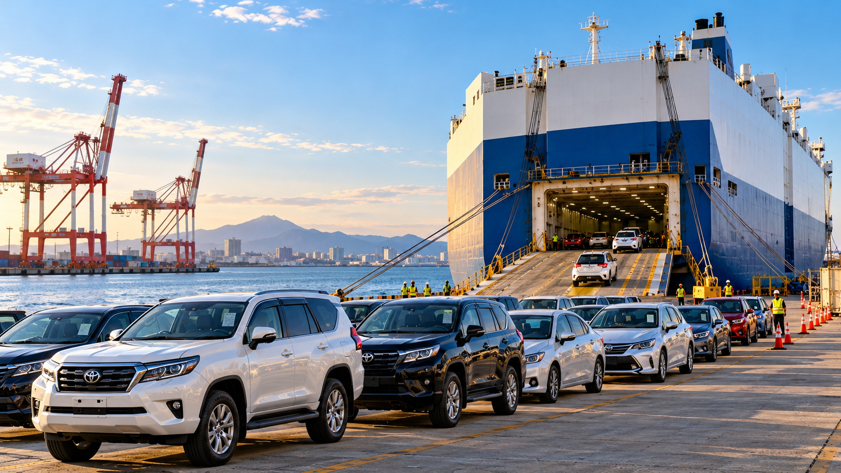 Used cars prepared for export from Japan to Uganda